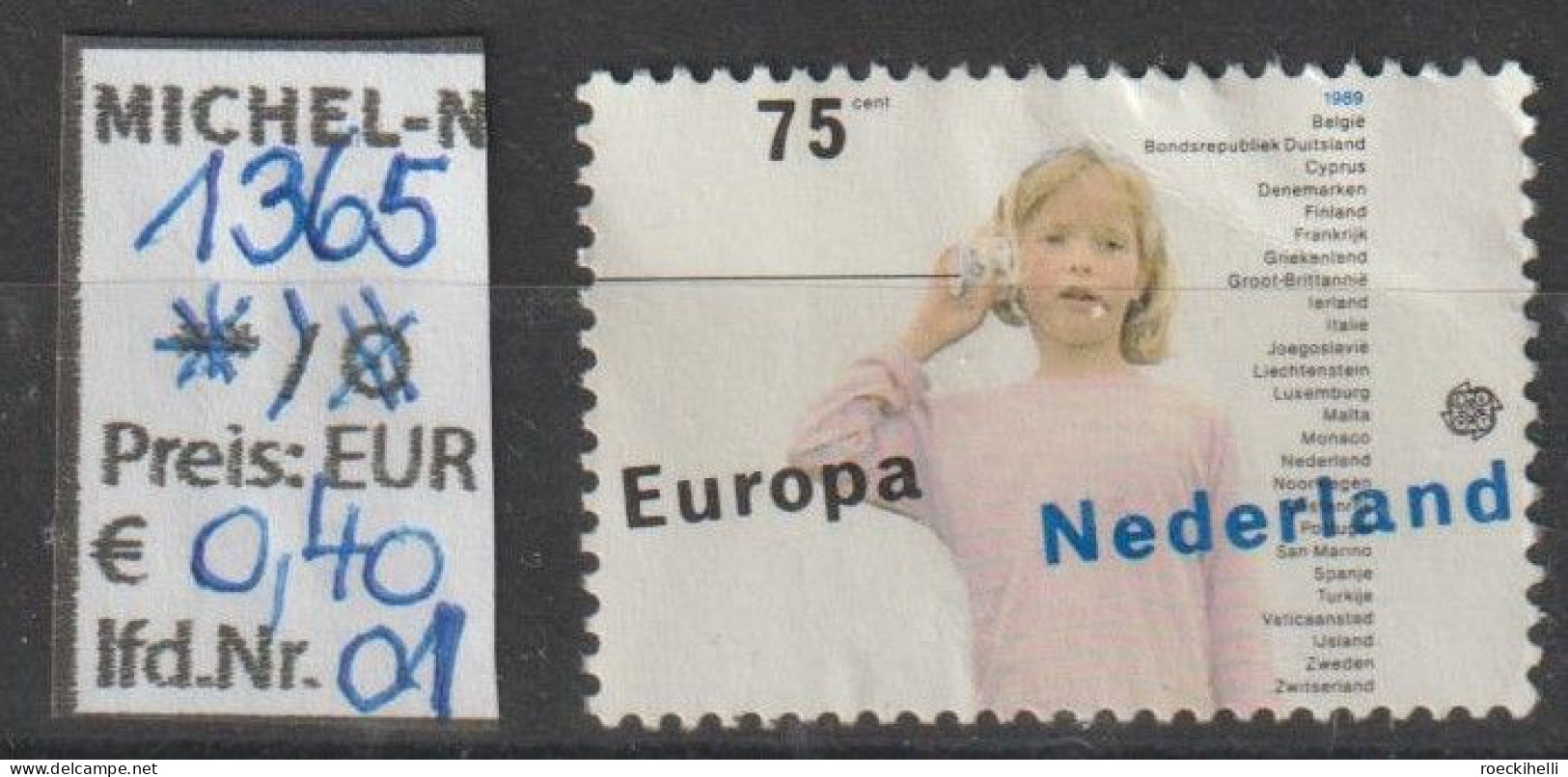 1989 - NIEDERLANDE - SM "Europa: Kinderspiele" 75 C Mehrf. - * Ungebraucht - S.Scan (1365* 01-02 Nl) - Unused Stamps