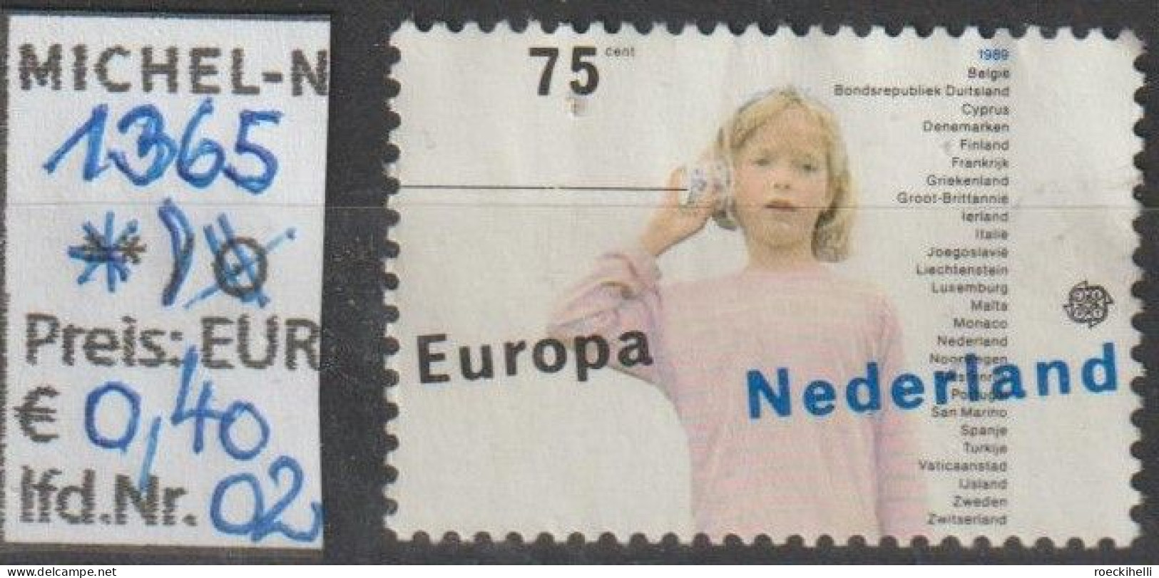 1989 - NIEDERLANDE - SM "Europa: Kinderspiele" 75 C Mehrf. - * Ungebraucht - S.Scan (1365* 01-02 Nl) - Unused Stamps