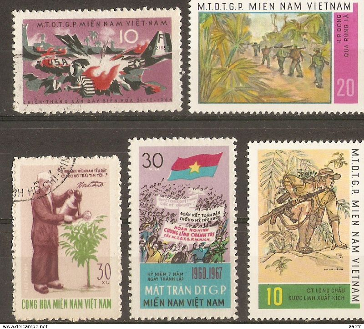 Vietnam - Petit Lot De 5 Timbres - Mặt Trận Dân Tộc Giải Phóng Miền Nam Việt Nam - Front For Liberation Of South Vietnam - Vietnam