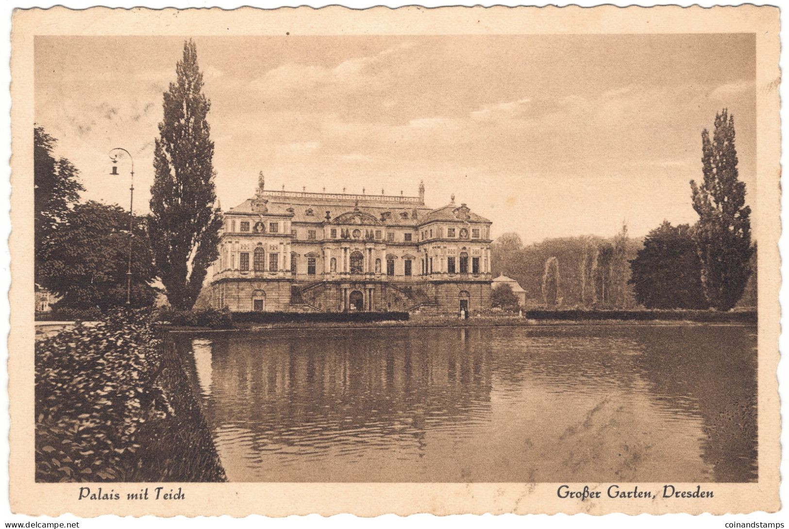 Postkarte Palais Mit Teich Großer Garten In Dresden, Braun, 1928, Orig. Gelaufen, I-II - Familles Royales