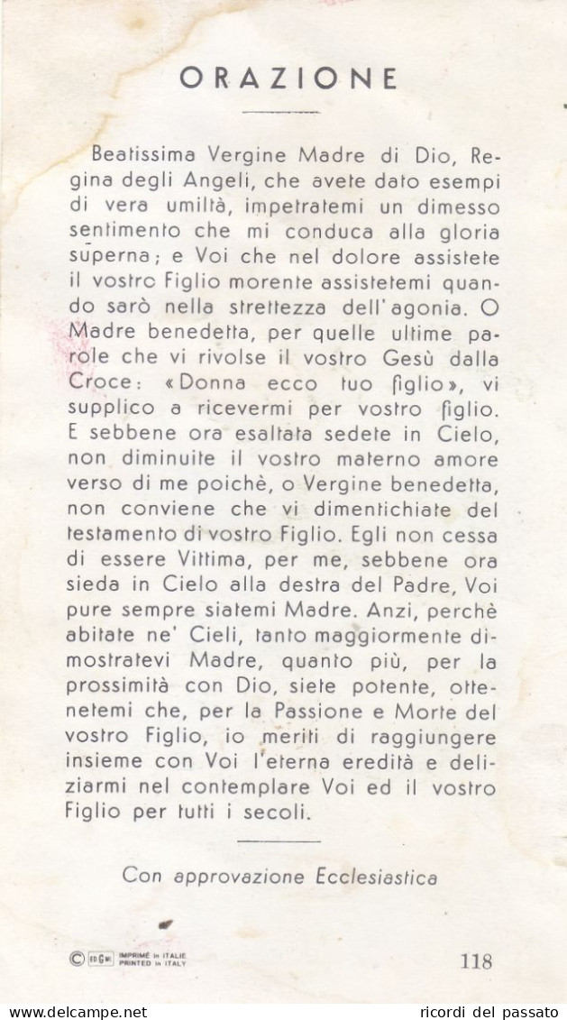 Santino Assunzione Di Maria Ss.in Cielo - Serie Gmi C 118 - Imágenes Religiosas