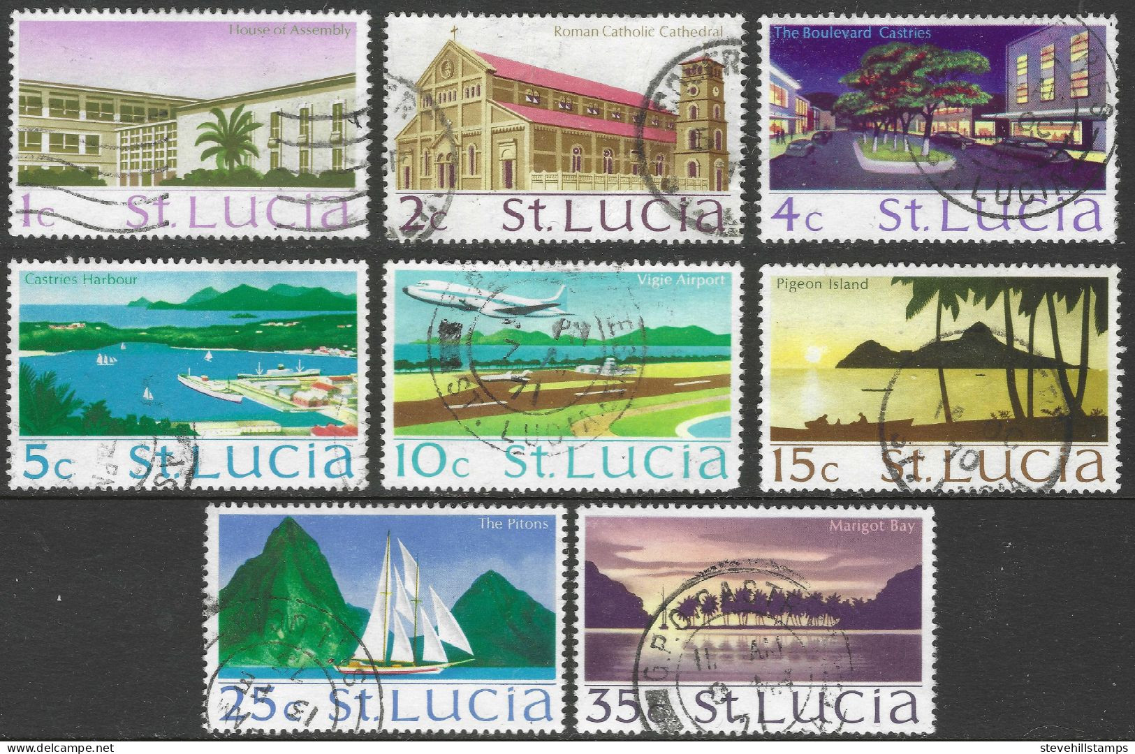 St Lucia. 1970 Definitives. 8 Used Values To 35c. SG 276etc M3163 - Ste Lucie (...-1978)