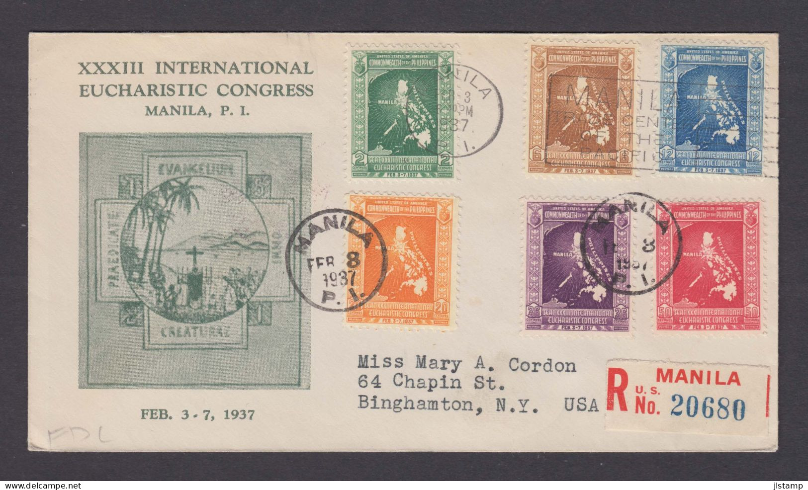 Philippines 1937 FDC Registered Used, Maps Stamps 6v,Scott# 425-430,VF - Filippijnen