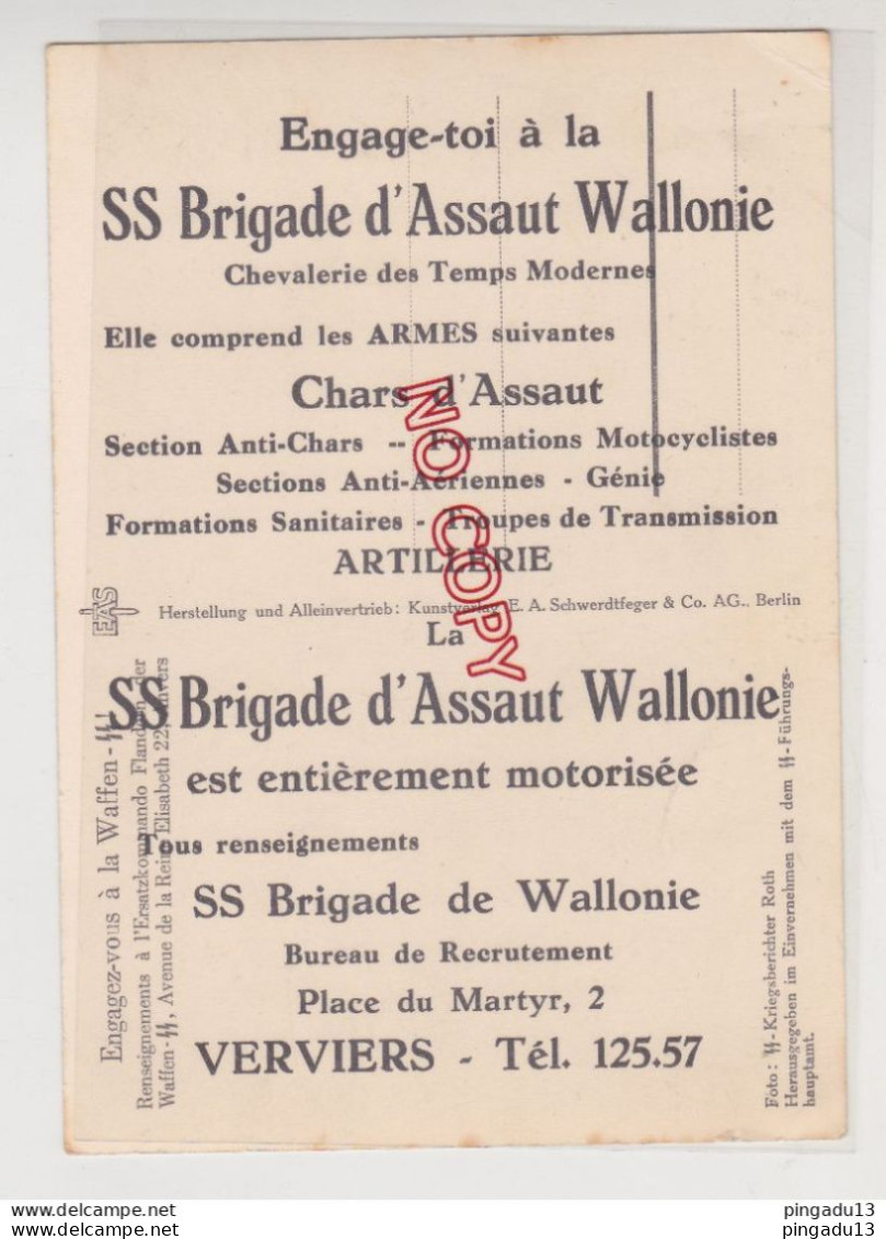 Fixe WW2 Engagez-vous à La Waffen .. Brigade D'assaut Wallonie Bureau Recrutement Place Du Martyr 2 Verviers Belgique - Guerre 1939-45