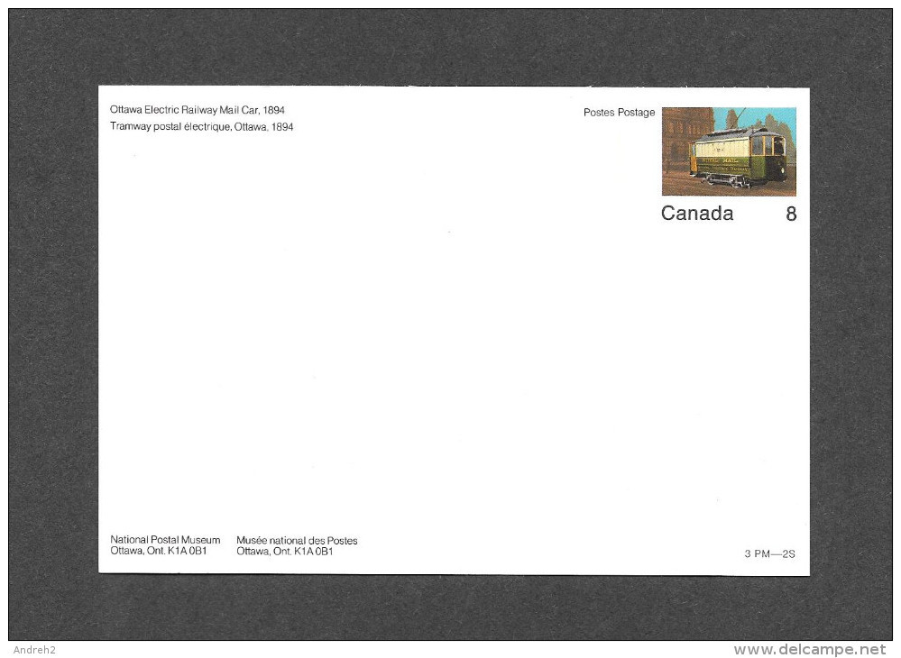 POSTES CANADIENNES - PRE-STAMPED 8 CENT - CARTE POSTALE TIMBRÉE - TRAMWAY POSTAL ÉLECTRIQUE OTTAWA 1894 - Ottawa