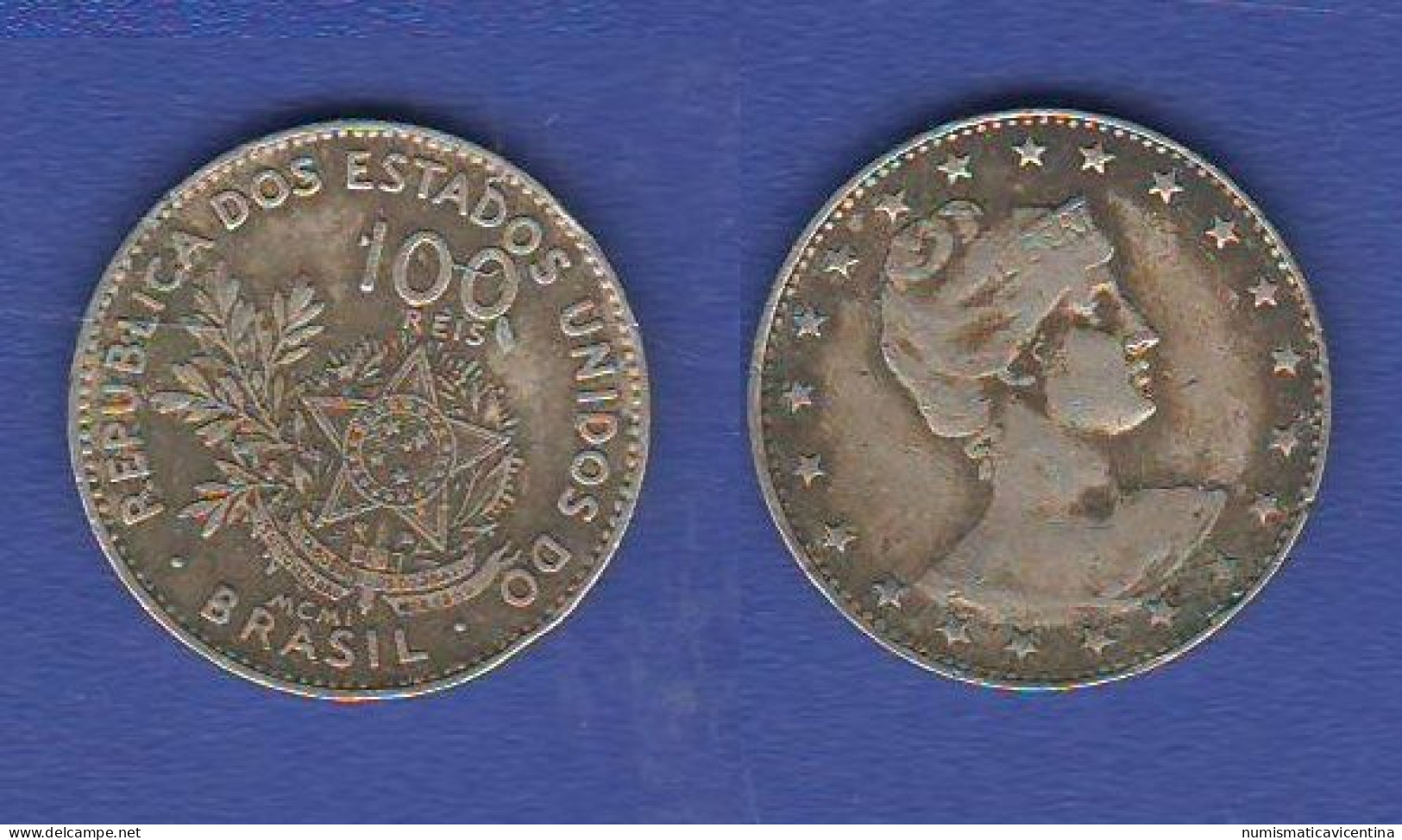 Brasil 100 Reis 1901 MCMI Brasile Brazil - Brasilien