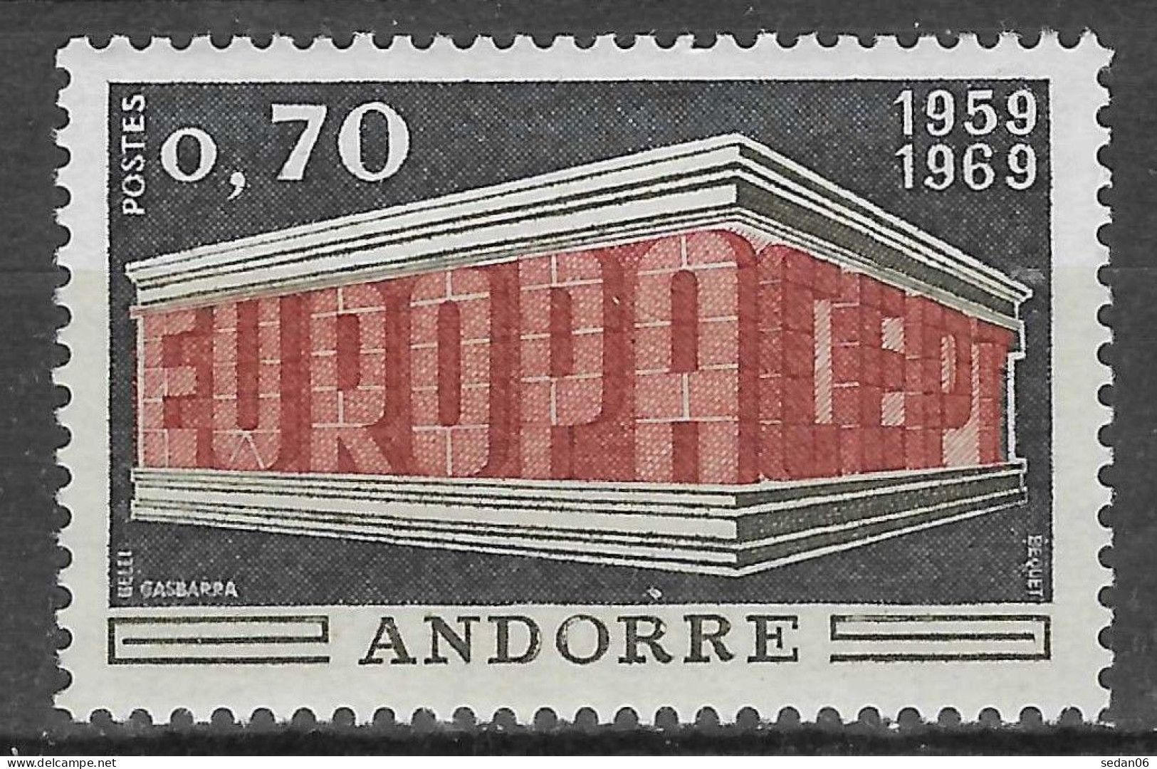 ANDORRE FRANCAIS N°195* (europa 1969) - COTE 22.00 € - 1969