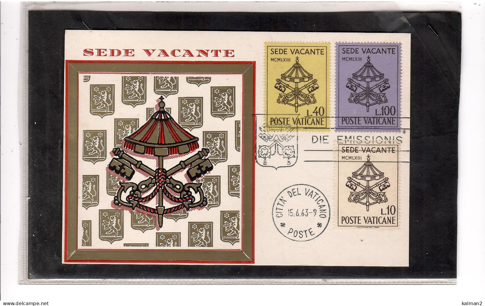 TEM19980 - VATICANO  15.6.1963/ MAX.CARD  SASSONE 362/364  "  SEDE VACANTE " - Maximumkarten (MC)