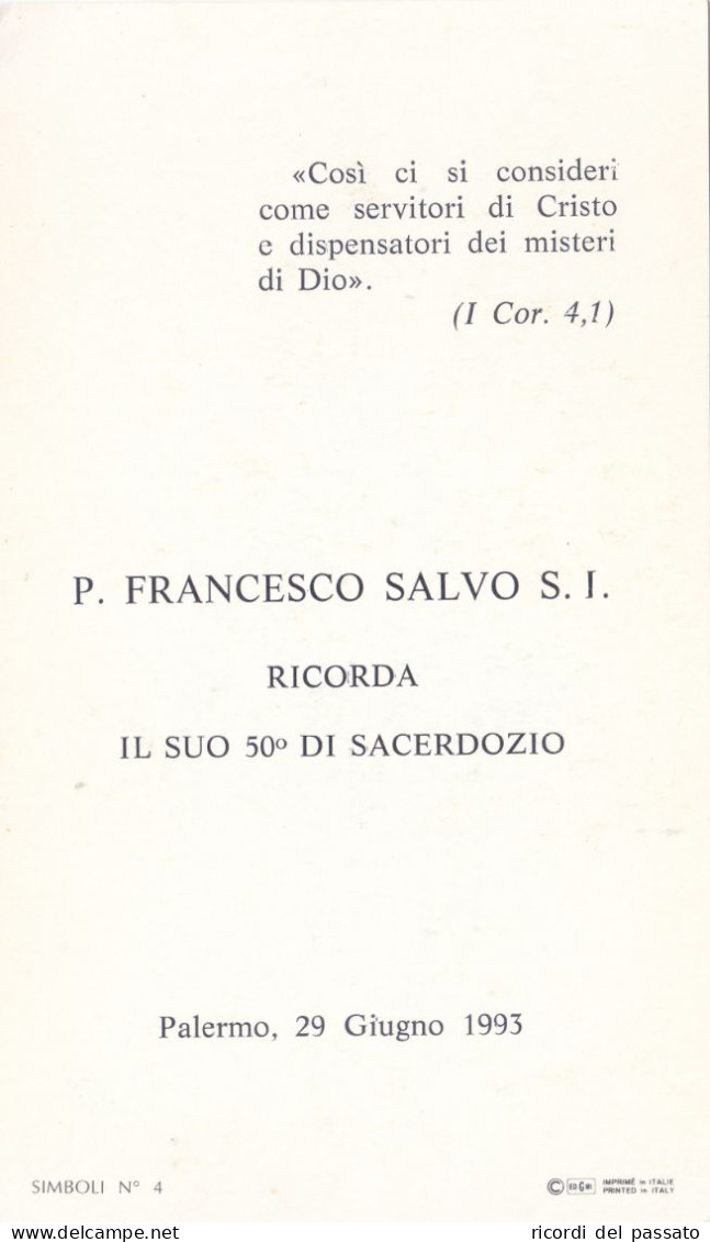 Santino Ricordo 50°di Sacerdozio - 1993 - Imágenes Religiosas