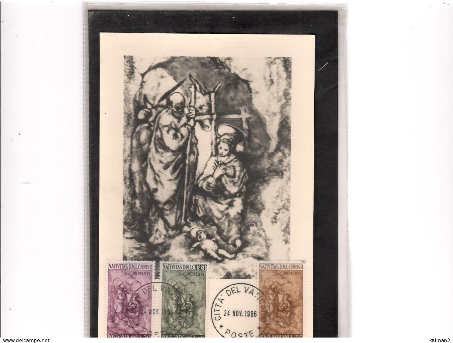 TEM19982 - VATICANO  4.11.1966   / MAX.CARD  SASSONE 445/447  " NATALE " - Maximumkarten (MC)