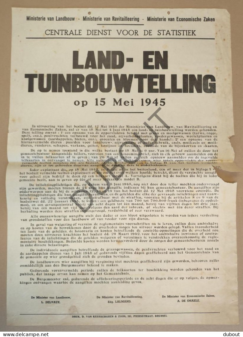 WOII - Affiche - 1945 - Land- En Tuinbouwtelling (P393) - Affiches