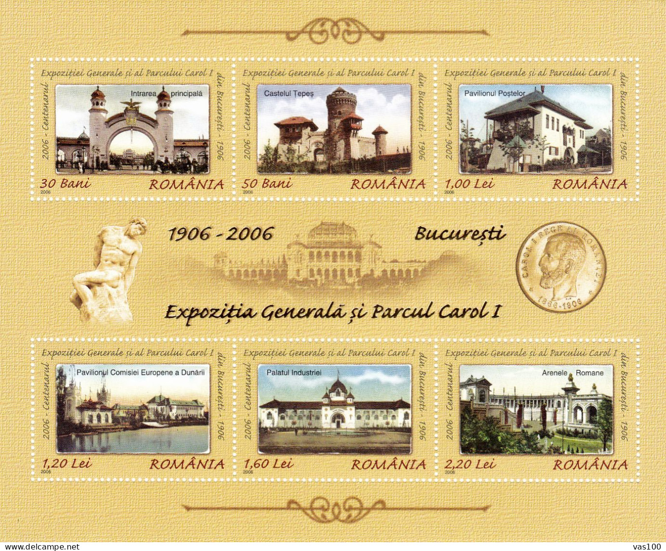 Romania 2006 100 Years Exhibition And Caroli Park 6v M/s, Mint NH, Art - Architecture - Castles & Fortifications - Neufs