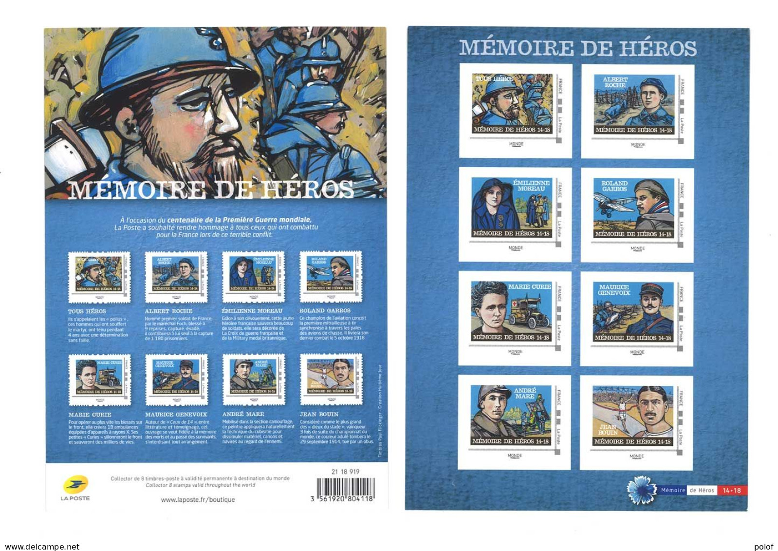 COLLECTOR  - Mémoire De Héros   - Bloc De 8 Timbres à Validité Permanente (C 46) - Collectors