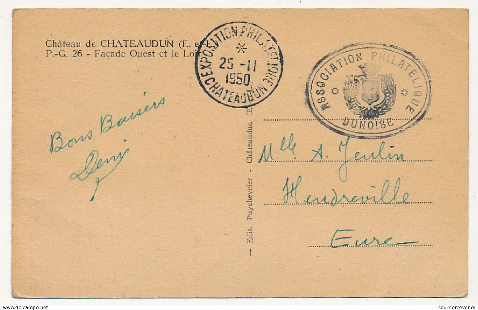 FRANCE - Carte Maximum - 8F Château De Chateaudun - Cad Exposition Philatélique Chateaudun 25/11/1950 - 1950-1959