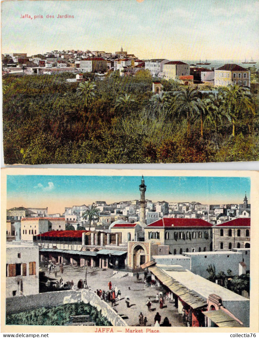 CPA ASIE PALESTINE LOT DE 2 CPA JAFFA JARDINS MARKET PLACE VERS 1920 - Palästina
