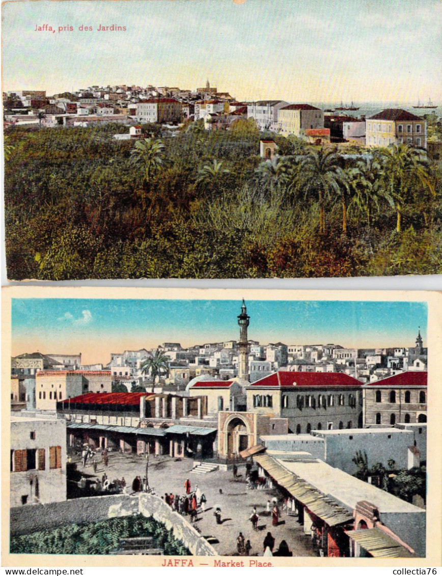 CPA ASIE PALESTINE LOT DE 2 CPA JAFFA JARDINS MARKET PLACE VERS 1920 - Palestina