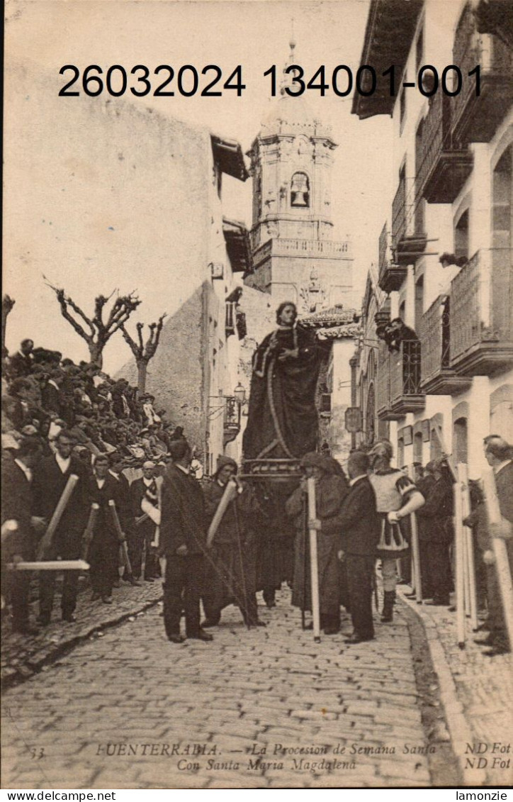 FUENTERRABIA. Cpa.  - La Procesion De Semena Santa Con Santa Maria Magdalena. (scans Recto-verso) - Guipúzcoa (San Sebastián)