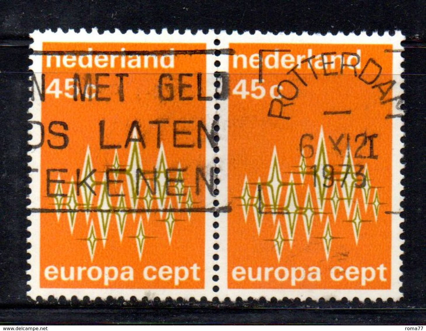 R107a - OLANDA 1973 , Coppia Del 45 Cent Usato N. 959 . EUROPA CEPT - Gebraucht