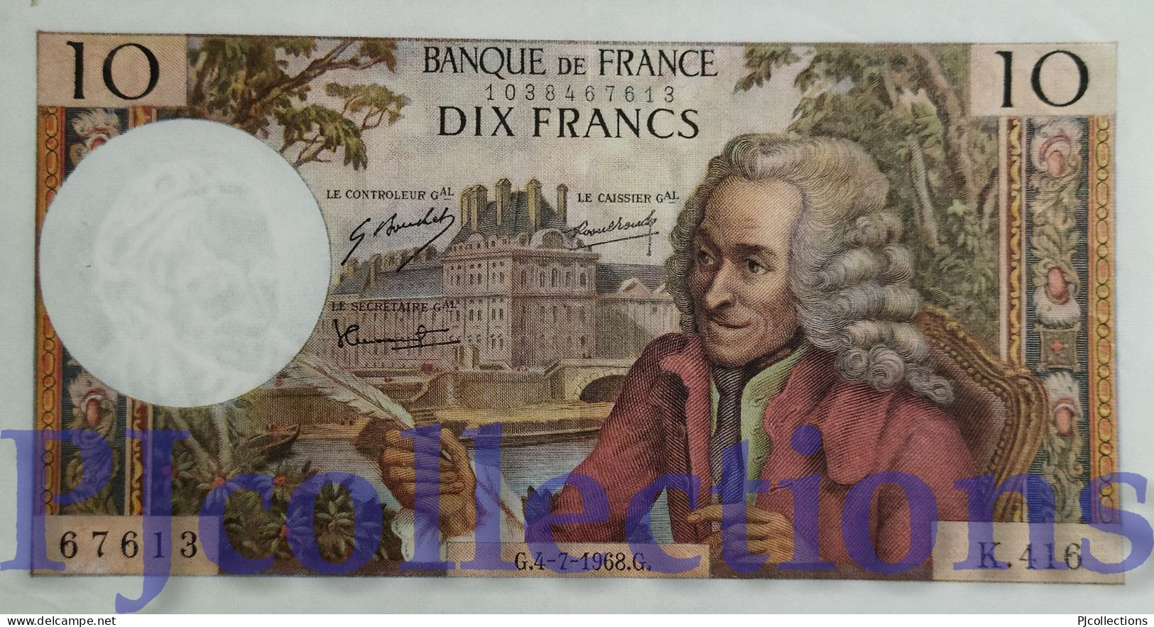 FRANCIA - FRANCE 10 FRANCS 1967/71 PICK 147c AU+ W/PINHOLES - 10 F 1972-1978 ''Berlioz''