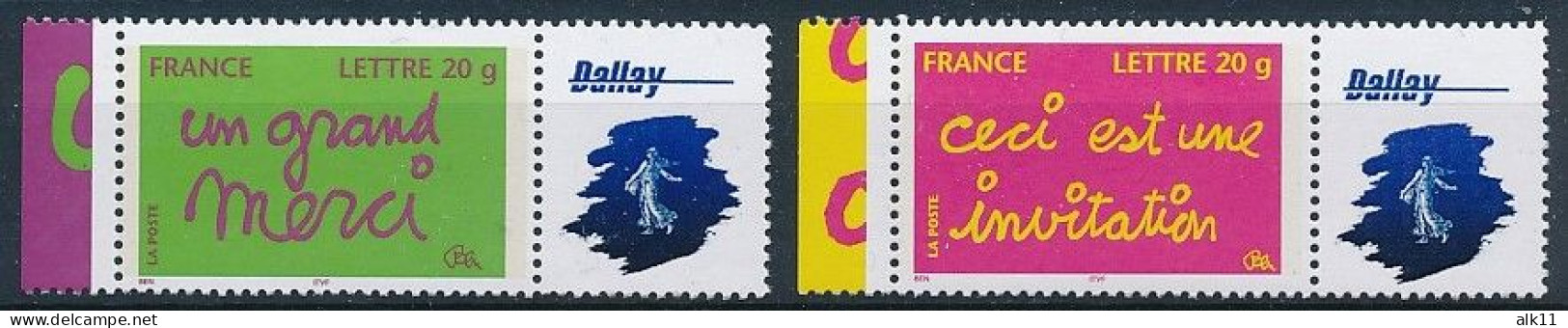 France 2005 - 3760Ab Et 3761Ab Deux Timbres Personnalisés Invitation Et Merci Avec Logo Dallay - Neuf - Unused Stamps