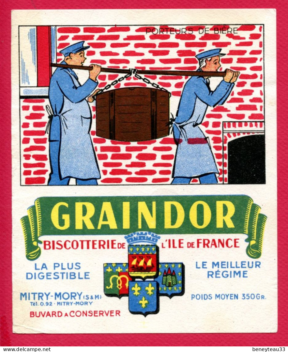 BUVARDS (Réf : BUV 017) Porteurs De Bière) GRAINDOR BISCOTTERIE DE L'ILE DE FRANCE MITRY-MORY (S&M) LA PLUS DIGESTIBLE - Biscottes