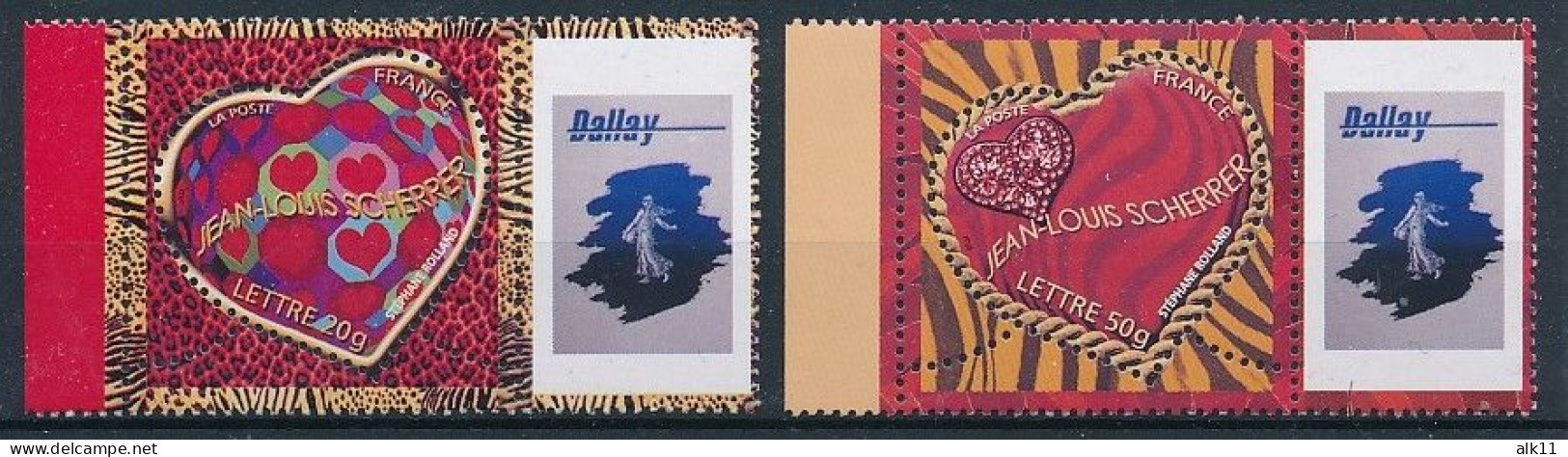 France 2006 - 3861Aa, 3862Aa Deus Timbres Coeur Scherrer   Personnalisés Logo Dallay - Neuf - Unused Stamps