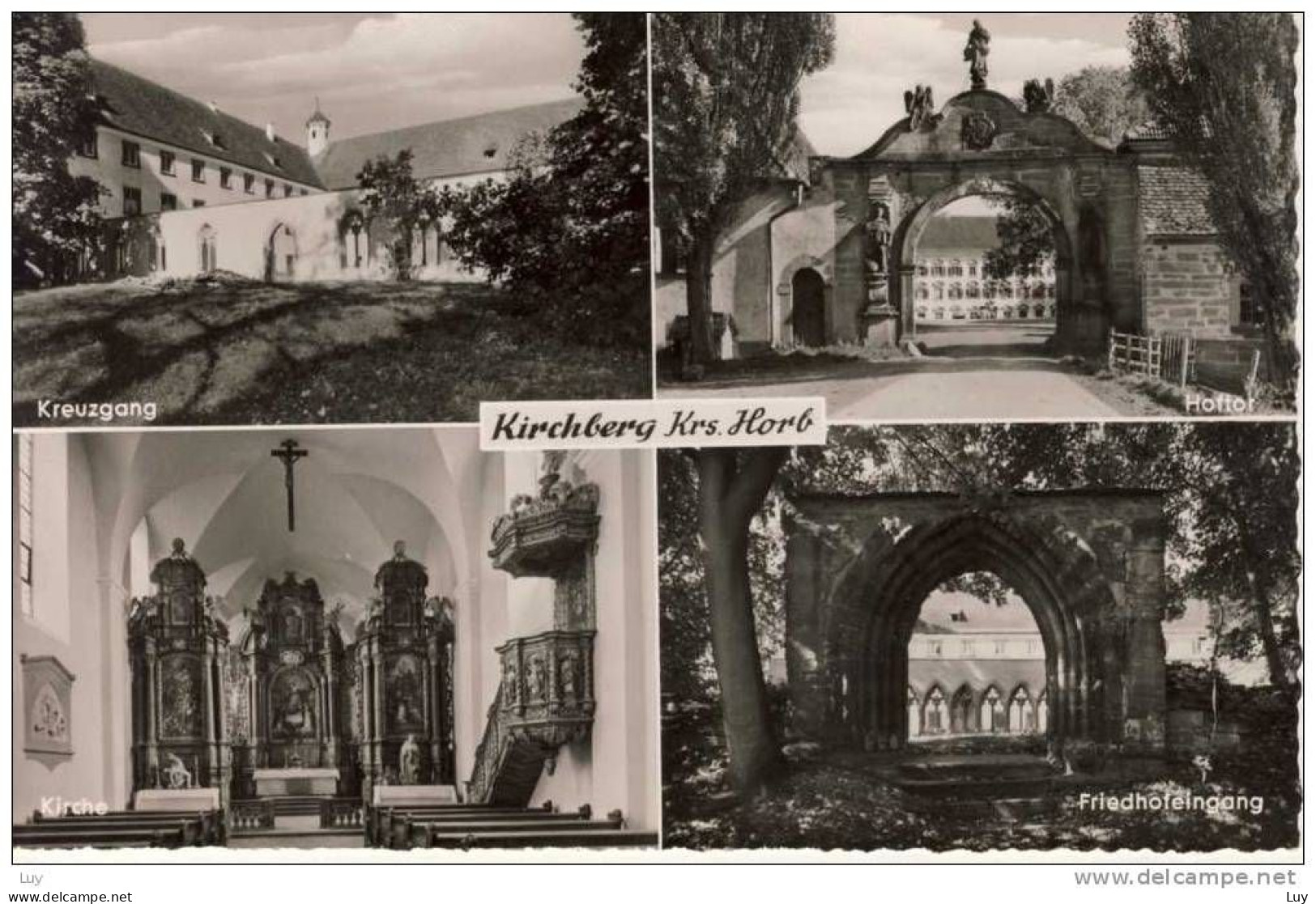 KIRCHBERG (Horb Am Neckar, Ehemaliges Kloster) Mehrfachansicht, Kreuzgang, Hoftor, Kirche, Friedhofeing. - Horb