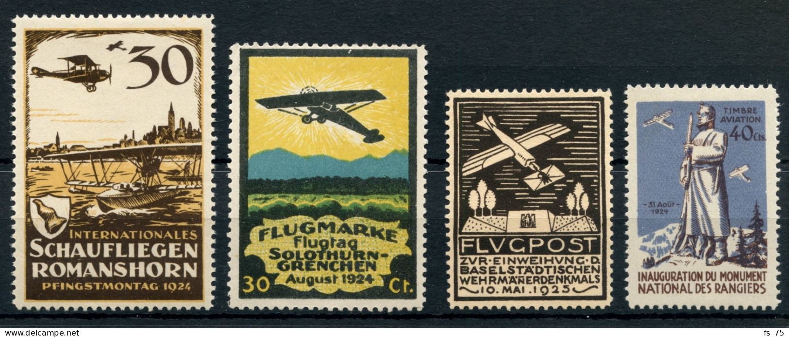 SUISSE - POSTE AERIENNE - LOT DE 4 TIMBRES SEMI-OFFICIELS * - Unused Stamps