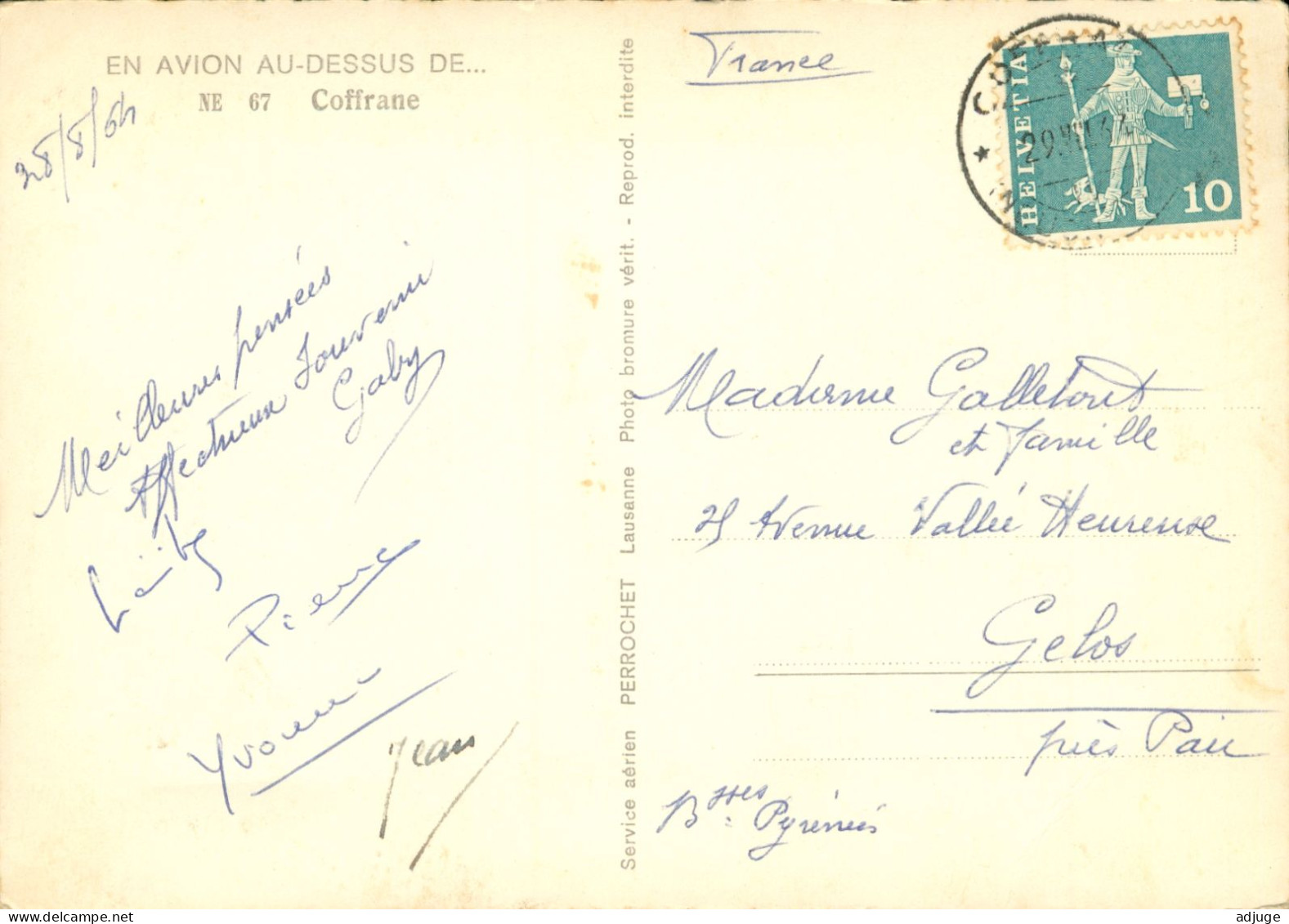 CPSM-Suisse- COFFRANE - Vue Aérienne - Années 60- **2scans - Autres & Non Classés