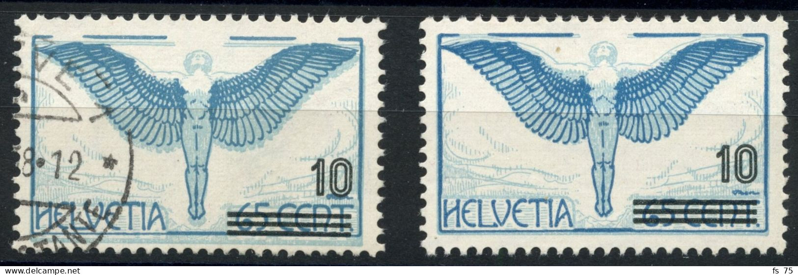 SUISSE - POSTE AERIENNE - Z W 10  10/65  BLEU - IMPRESSION DEPLACEE - OBLITERE - Neufs