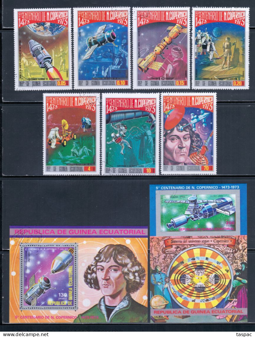 Equatorial Guinea 1974 Mi# 329-335, Block 93-94 Used - Copernicus, 500th Birth Anniv. / Space - Africa