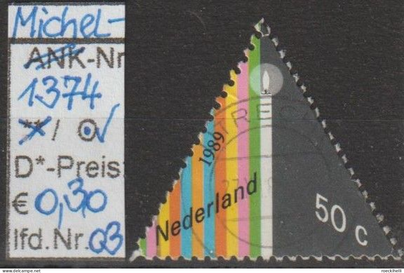 1989 - NIEDERLANDE - SM "Dezembermarke - Kerze" 50 C Mehrf. - O  Gestempelt - S.Scan (1374o 01-03 Nl) - Gebraucht