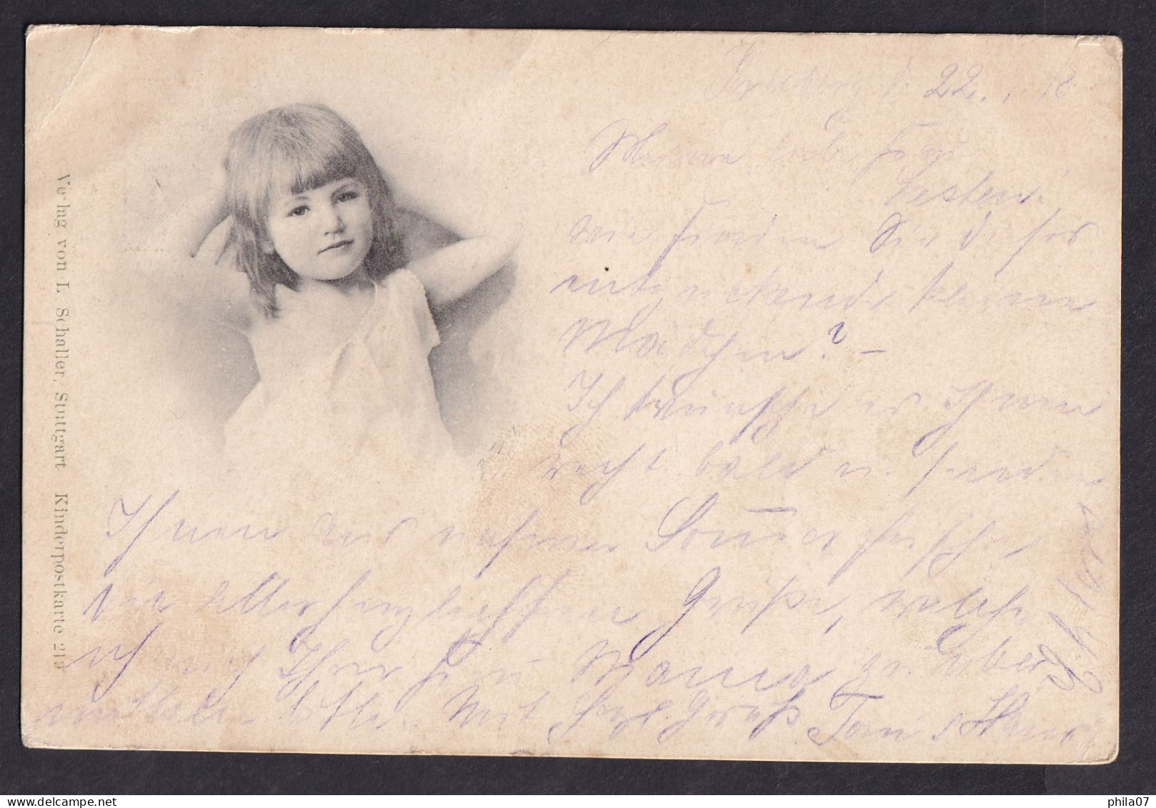 Portrait Of A Young Girl / Verlag Von L. Schaller, Stuttgart, 219 / Year 1899 / Long Line Postcard Circulated, 2 Scans - Retratos