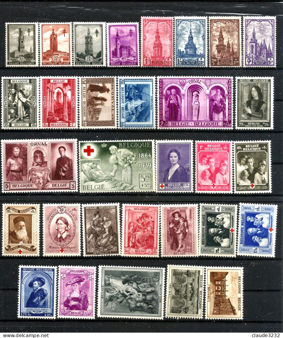 Belgique : Timbres  Neufs** (année 1939 Complète) - Collections