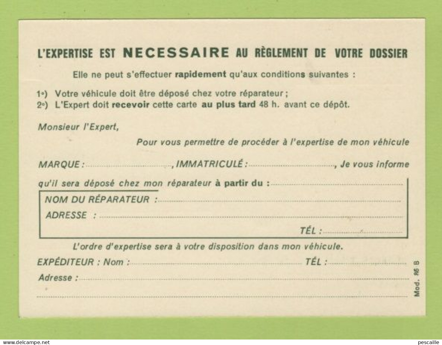 CARTE POSTALE DEMANDE D'EXPERTISE AU BUREAU COMMUN AUTOMOBILE - ENTIER POSTAL - Cartes-lettres