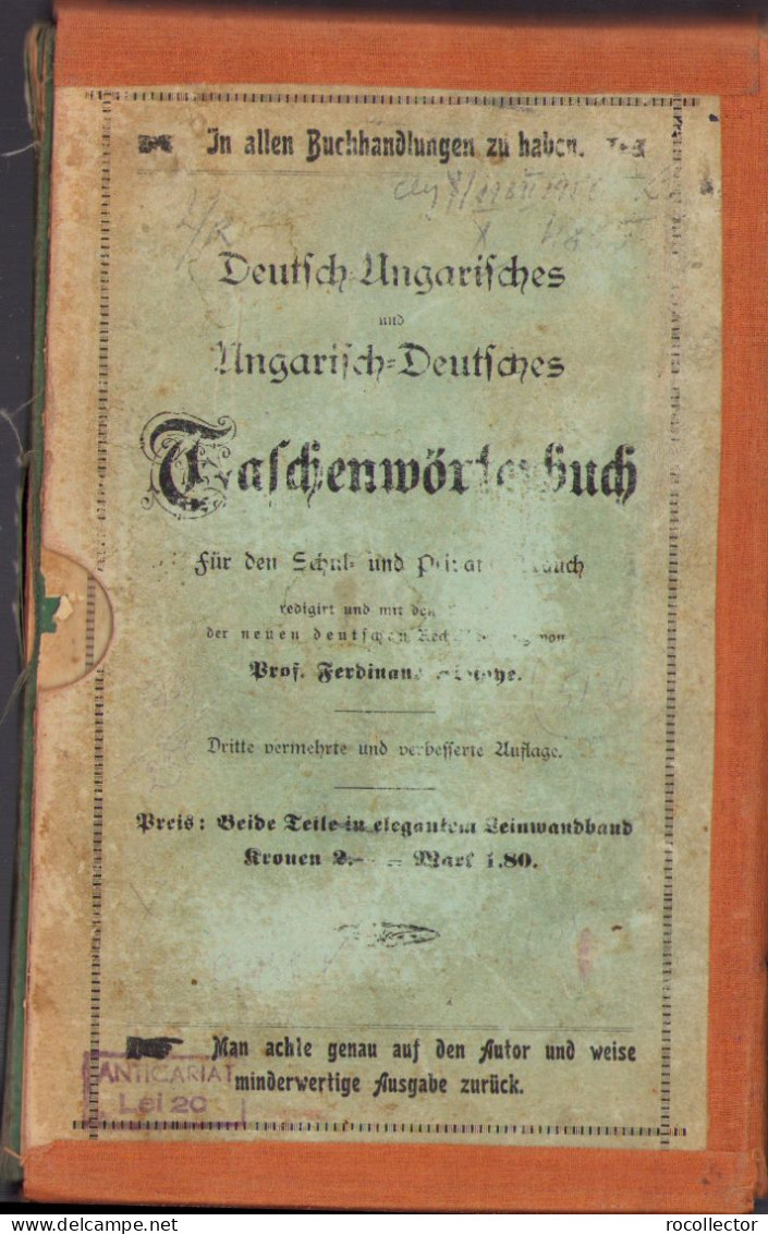 Theoretisch-praktische Unterrichts-Briefe zur Erlernung der ungarischen Sprache by Moriz Pollacsek 398SP