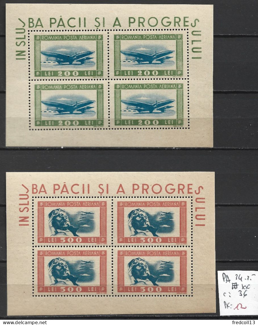 ROUMANIE PA 34-35 En Bloc De 4 ** Côte 36 € - Unused Stamps