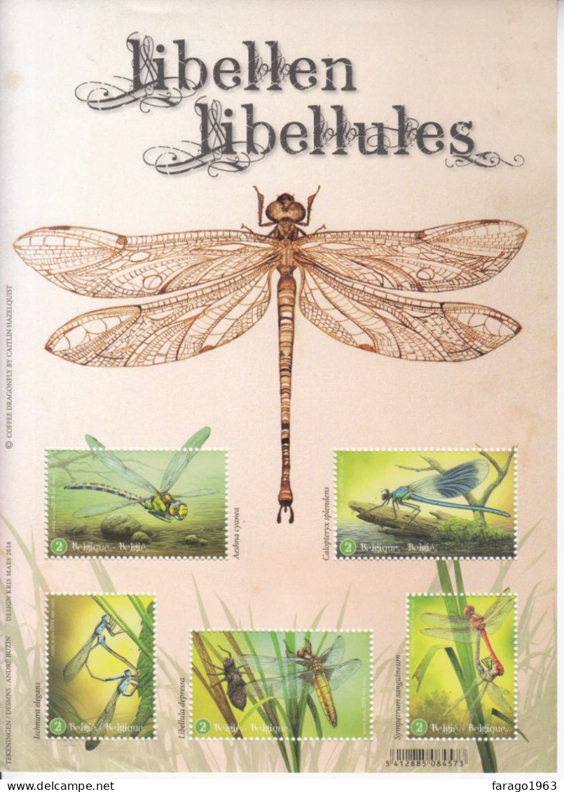 2018 Belgium Dragonflies Insects Souvenir Sheet MNH  @ BELOW FACE VALUE * Crease Bottom Left Stamps Unaffected* - Nuovi