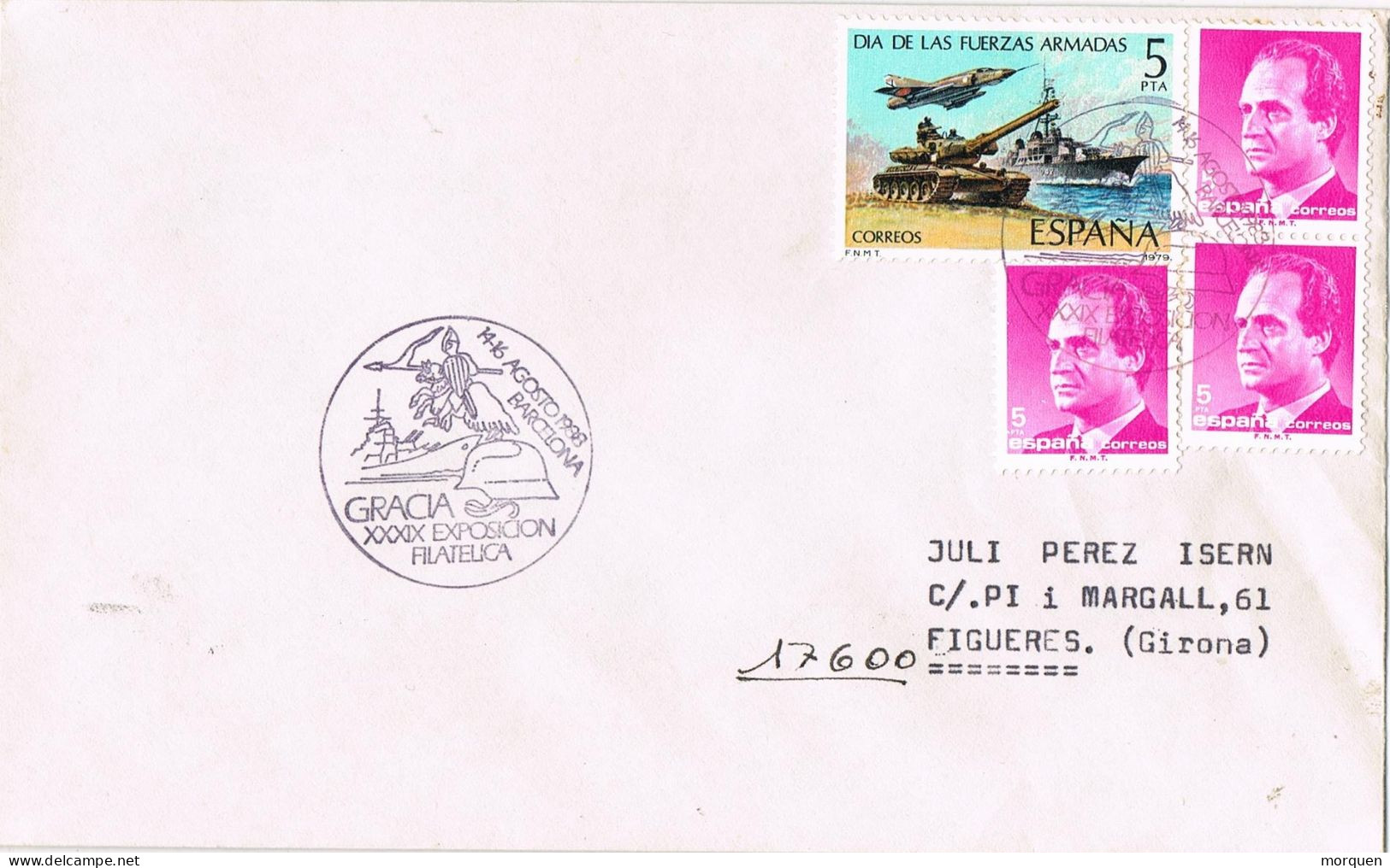 54522. Carta BARCELONA, Gracia 1988. Dia Fuerzas Armadas. Militaria - Storia Postale