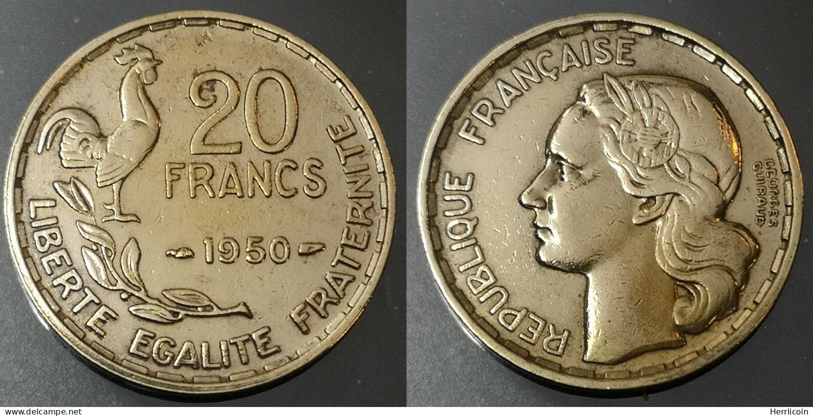 Monnaie France - 1950 3 Plumes- 20 Francs Georges Guiraud - 20 Francs