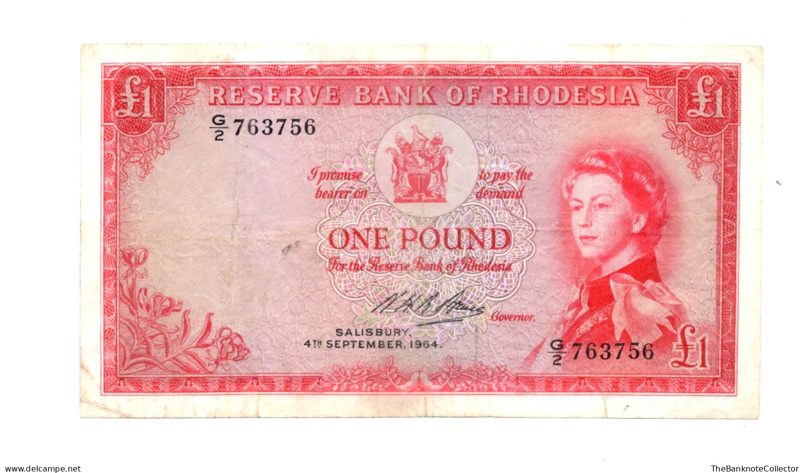 Rhodesia One (1) Pound 1964 QEII P-25 Very Fine - Rhodesië