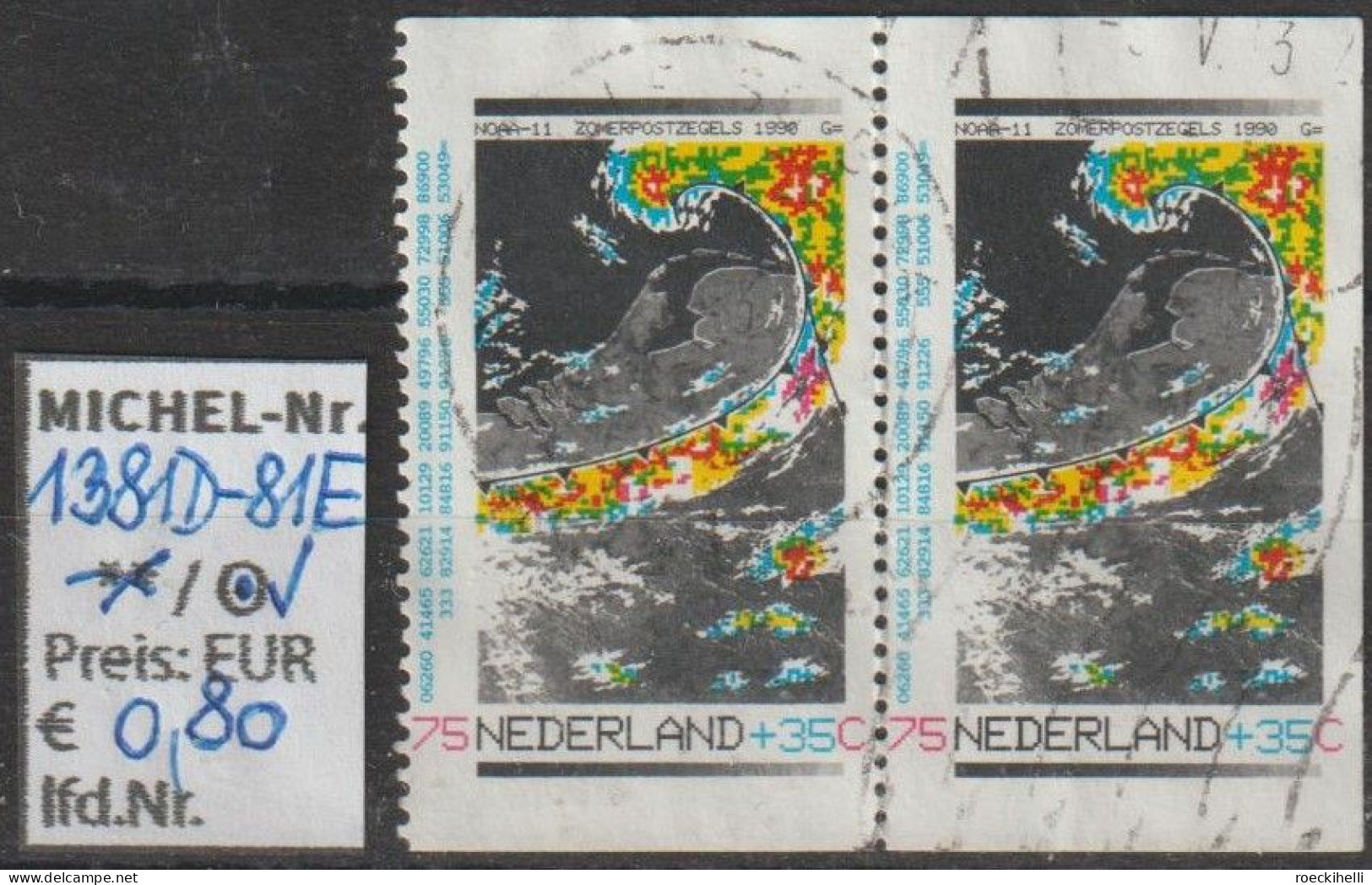 1990 - NIEDERLANDE - SM "Sommermarken - Das Wetter" 75+35 C Mehrf. - O  Gestempelt - S.Scan (1381D-81Eo Nl) - Oblitérés