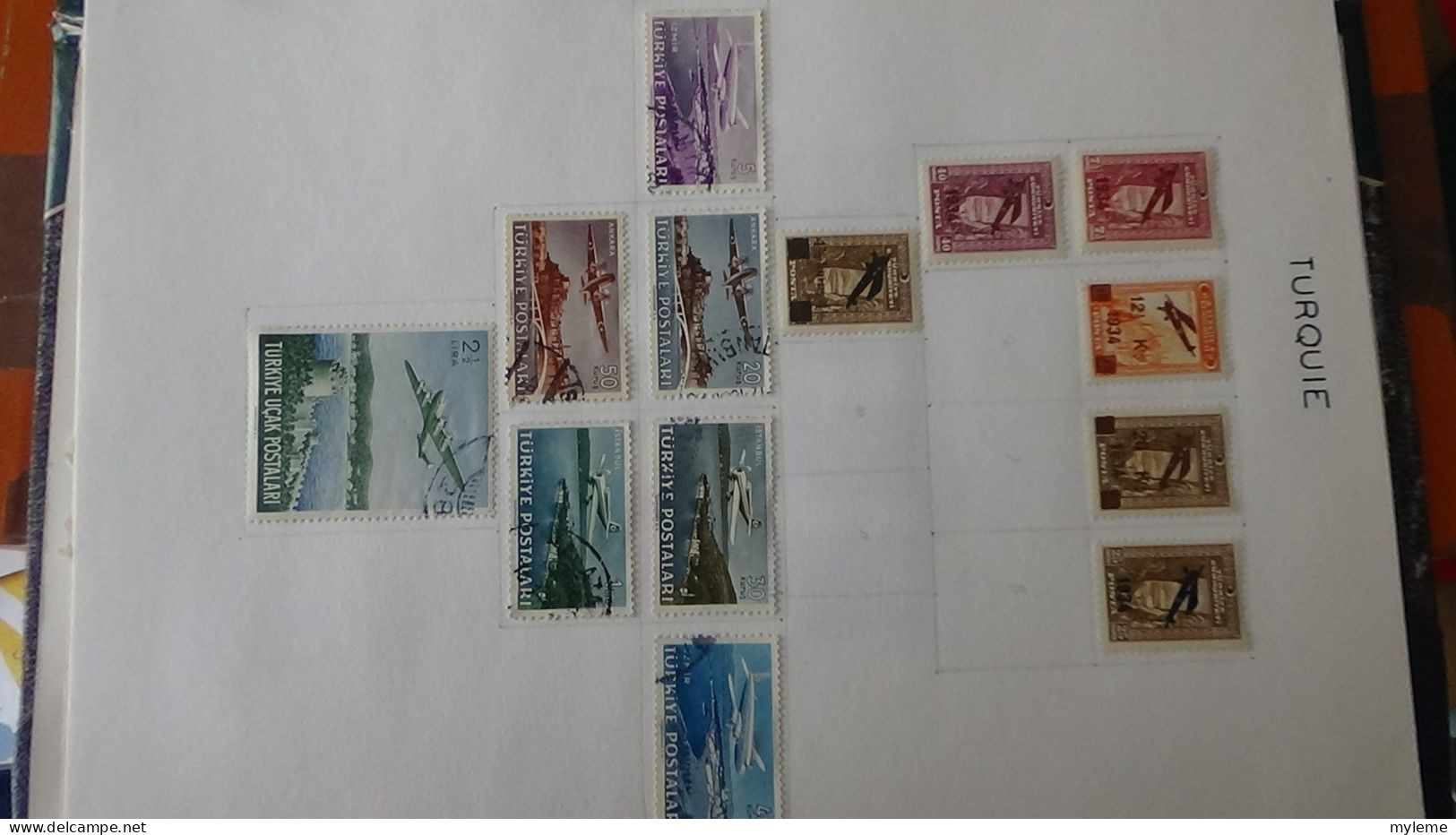 AZ144 Timbres de poste aériennes * et oblitérés de divers pays d'Europe sur feuilles d'album.  A saisir !!!