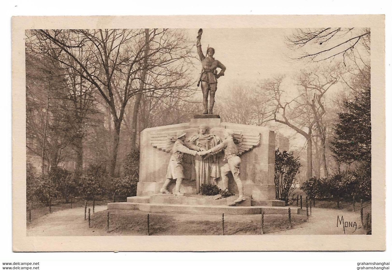 Postcard Memorial To American Volunteers Died In French Service WW1 Posted 1931 - Monumentos A Los Caídos