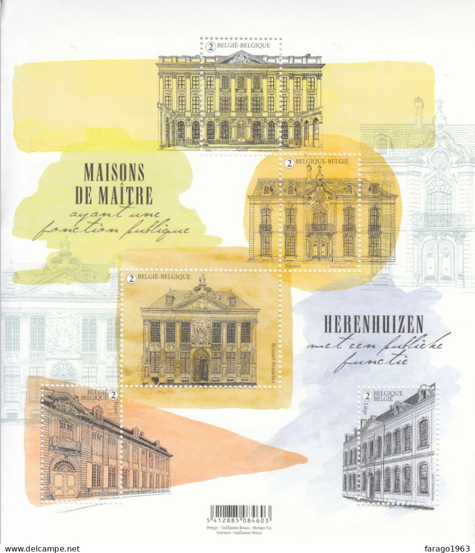 2018 Belgium Public Buildings Architecture Souvenir Sheet MNH  @ BELOW FACE VALUE * Crease Bottom Left Stamps OK* - Neufs