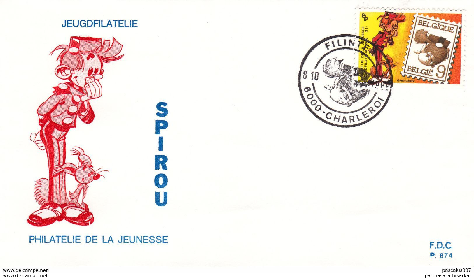 BELGIUM 1988 YOUNG PHILATELISTS SPIROU COMICS OFFICIAL FDC RARE - Comics