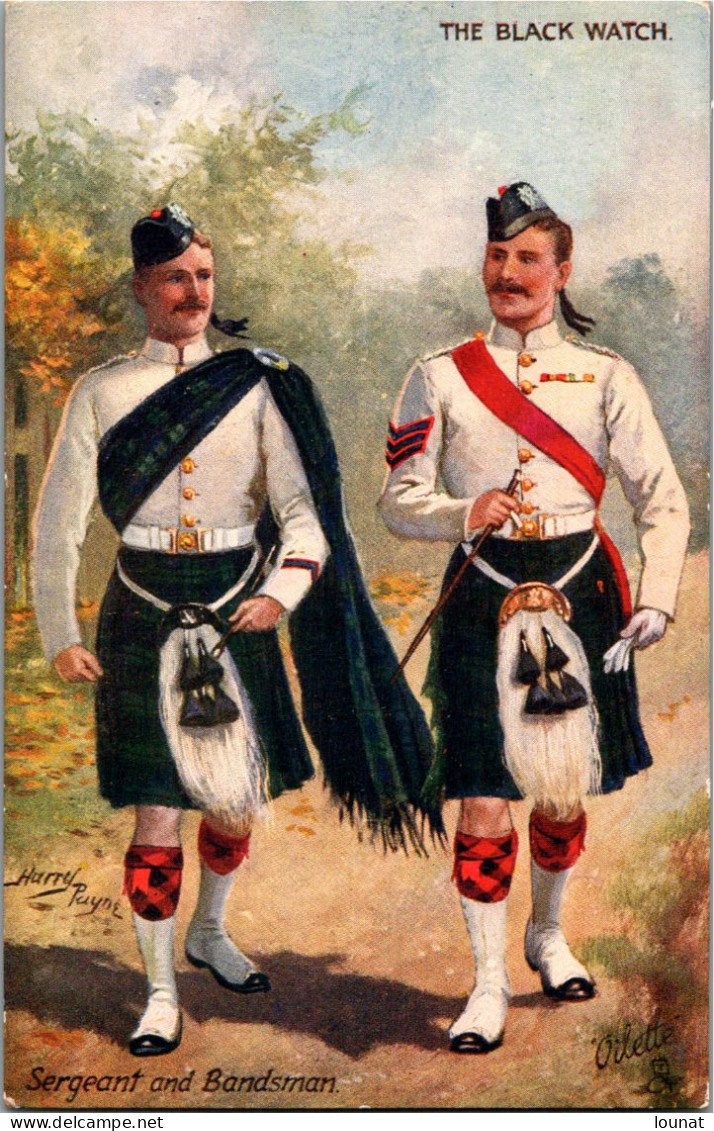 Sergeant And Bandsman - The Black Watch Illustrateur Harry Puyne - Raphaelle Tuck & Sons "Oilette" - Tuck, Raphael