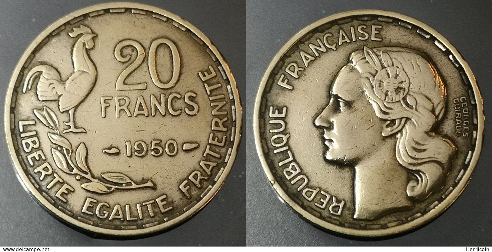 Monnaie France - 1950 3 Plumes- 20 Francs Georges Guiraud - 20 Francs