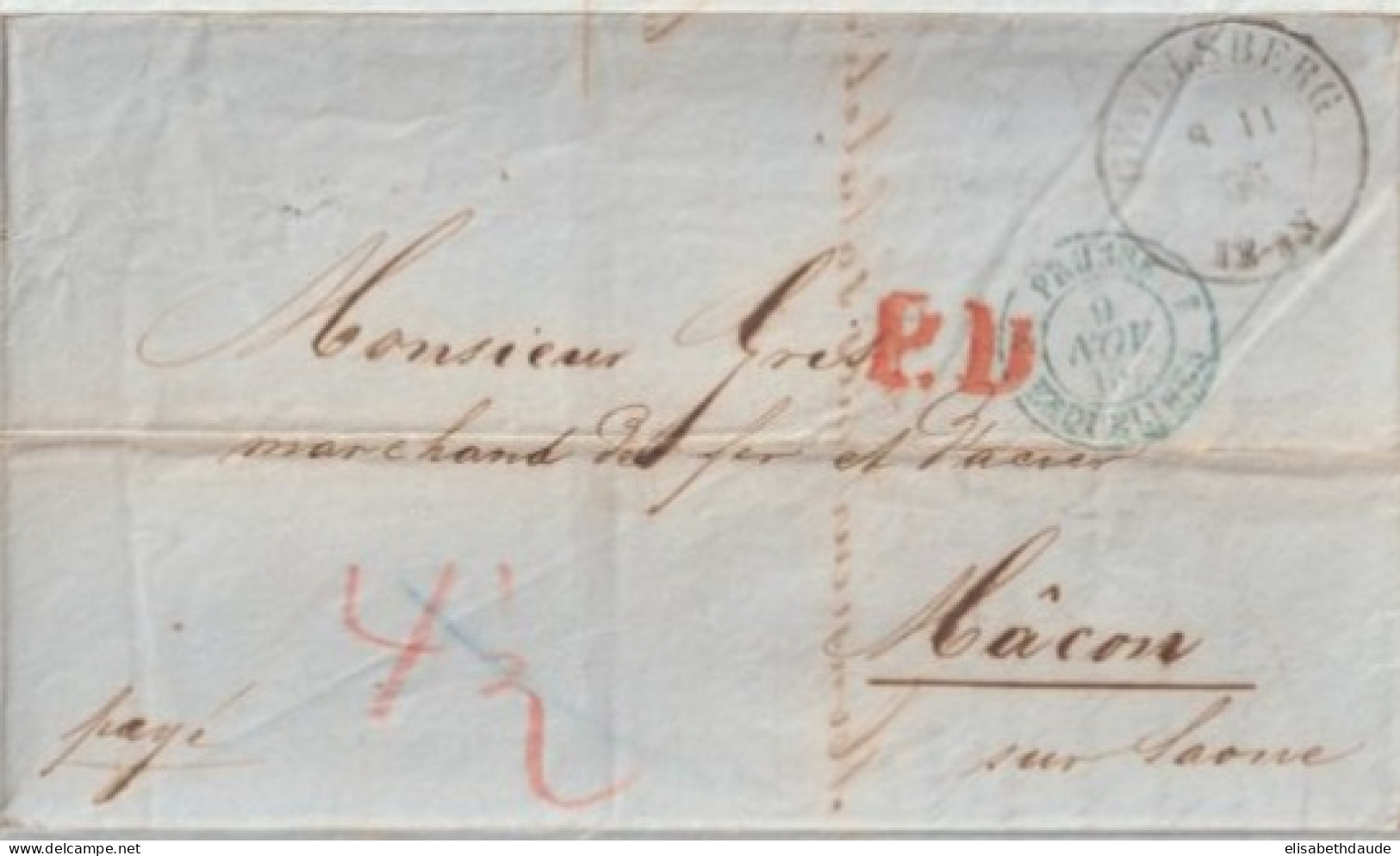 1866 - PRUSSE - LETTRE EN FRANCAIS ! De GEVELSBERG (WESTFALEN) Avec ENTREE Par ERQUELINES => MACON SUR SAONE - Brieven En Documenten