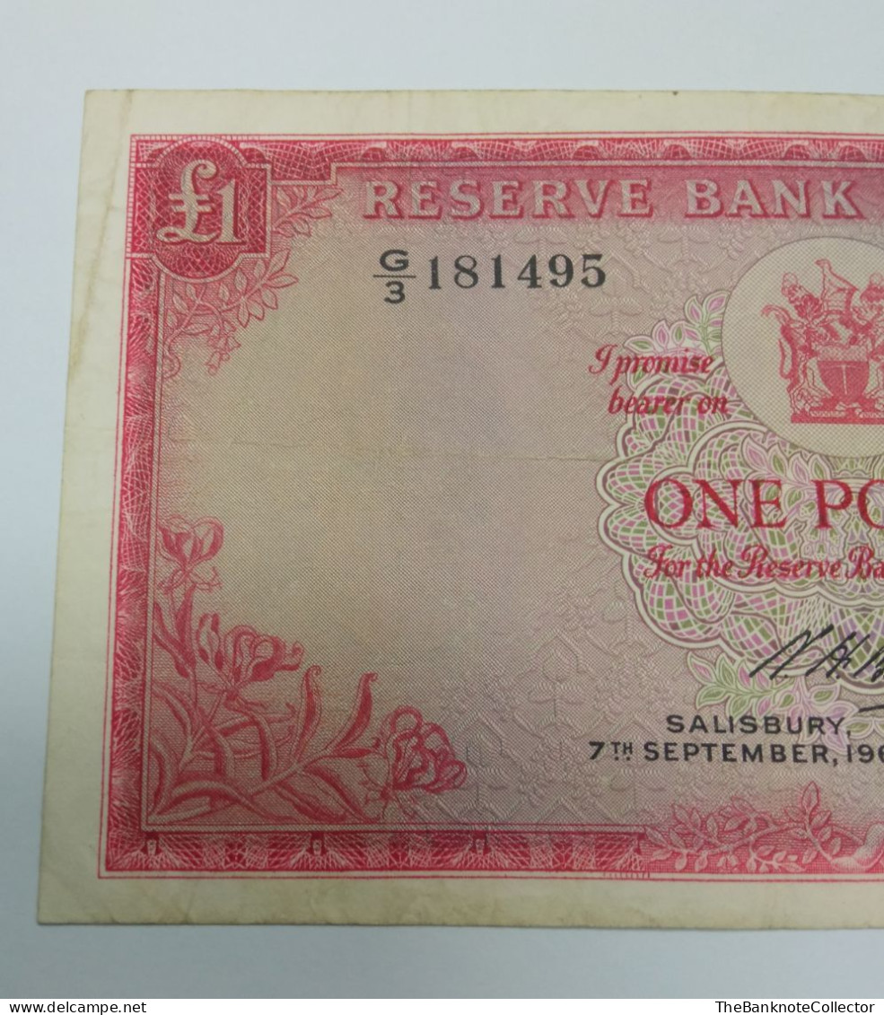 Rhodesia One (1) Pound 1964 QEII P-25 Good Very Fine - Rhodesia